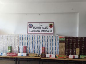 Erzurum'da 22 bin 700 paket kaçak sigara ile 37 bin gram tütün ele geçirildi