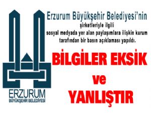  Erzurum Büyükşehir Belediyesi'nden basın açıklaması