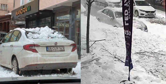 Kar kütlesi çığ gibi düştü