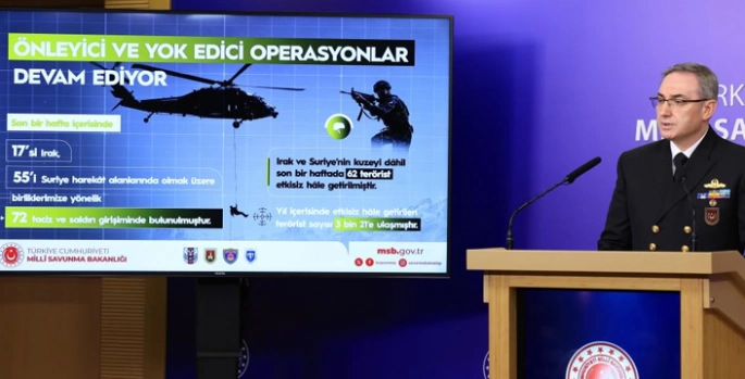 MSB duyurdu: Son bir haftada 62 terörist etkisiz hâle getirildi