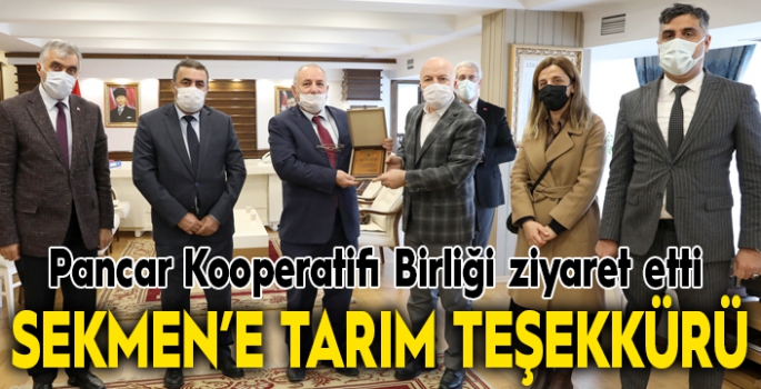 Pancar Kooperatifi Birliği’nden Başkan Sekmen’e tarım teşekkürü