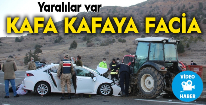 Traktör ile otomobil kafa kafaya çarpıştı: 4 yaralı