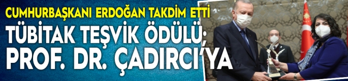 TÜBİTAK teşvik ödülü; Prof. Dr. Çadırcı’ya