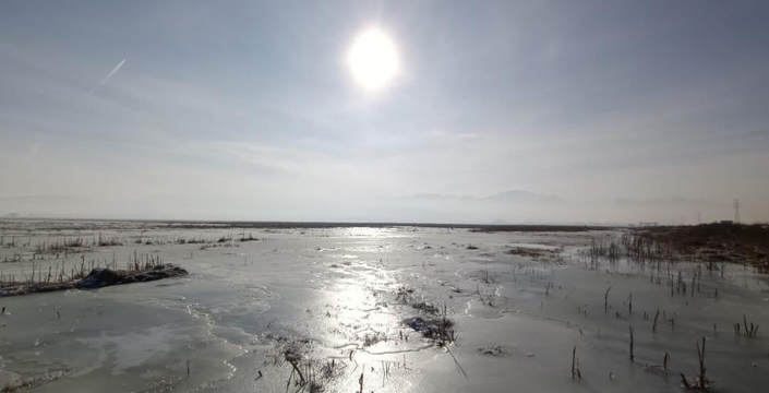 Erzurum’da buz kesen nehirlerde görsel şölen